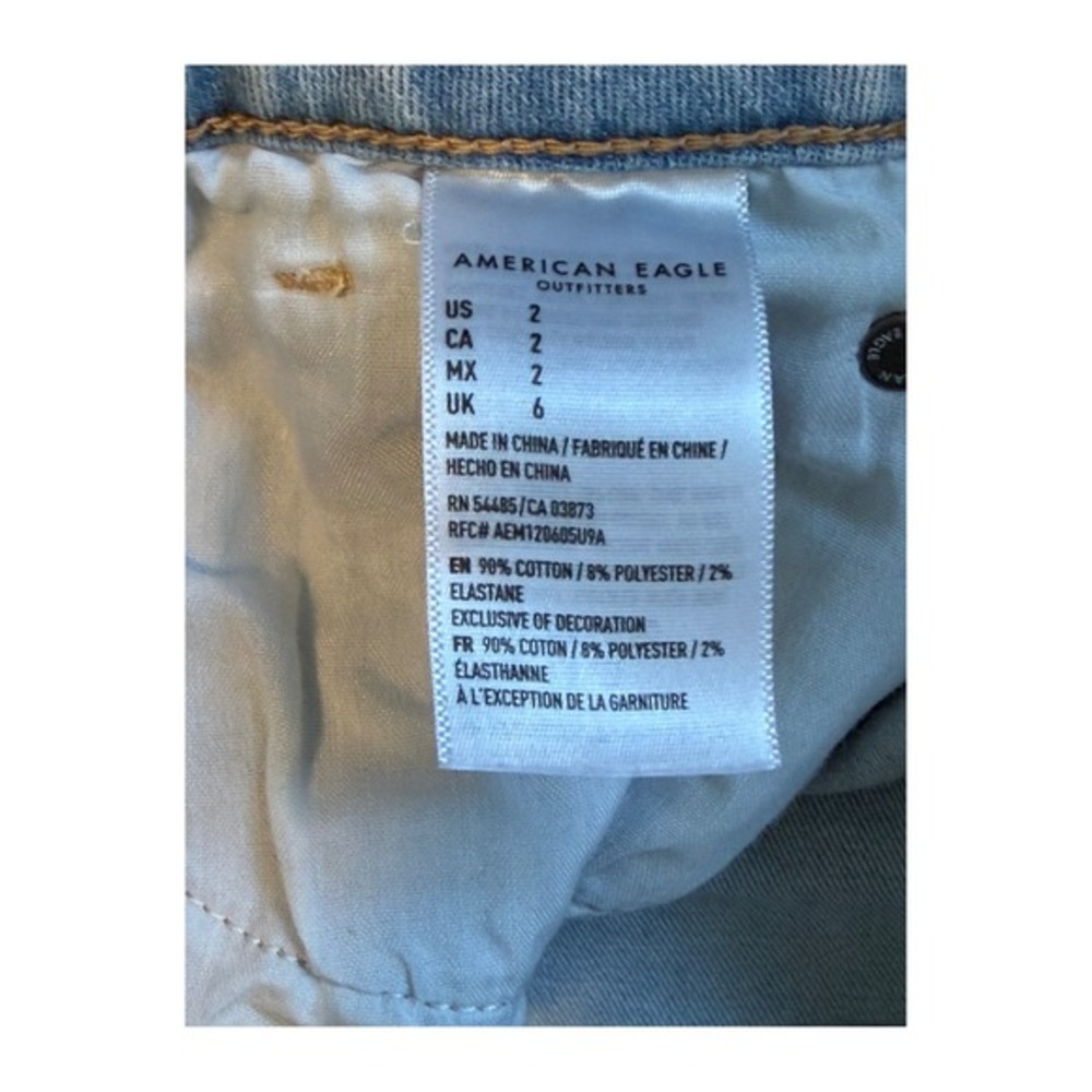American Eagle Super High Rise Shortie Jean Short Light Wash Denim 2 - Picture 4 of 7